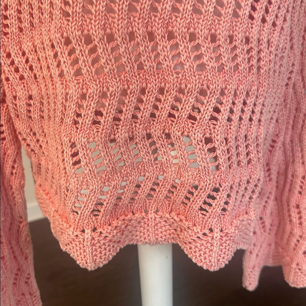 American Eagle Open Knit Pink V-neck Sweater L - Picture 3 of 7